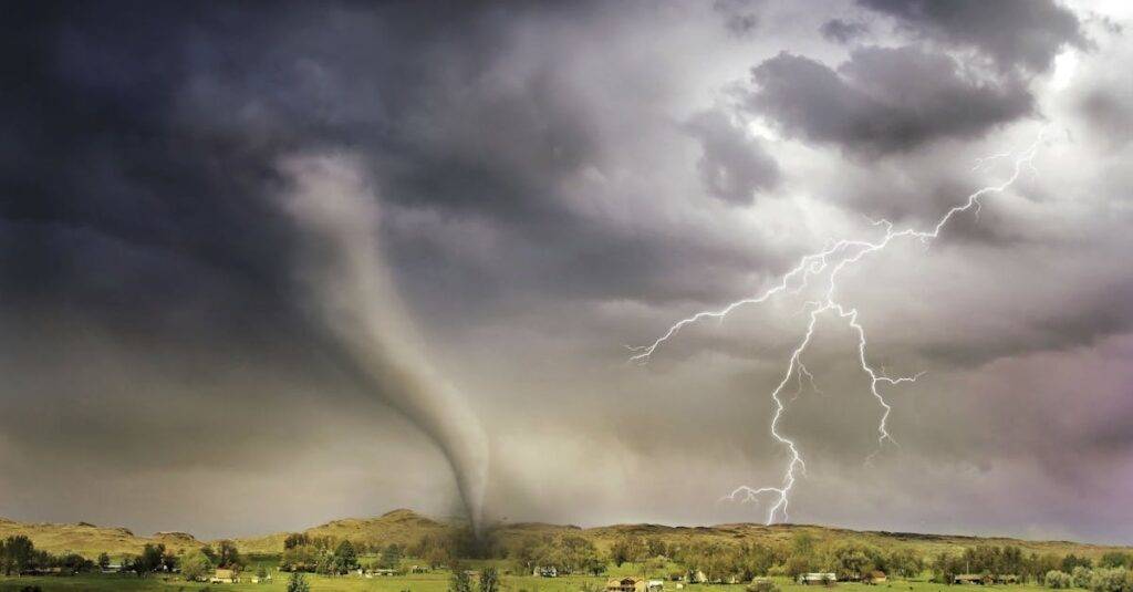Lightning and Tornado Hitting Village
